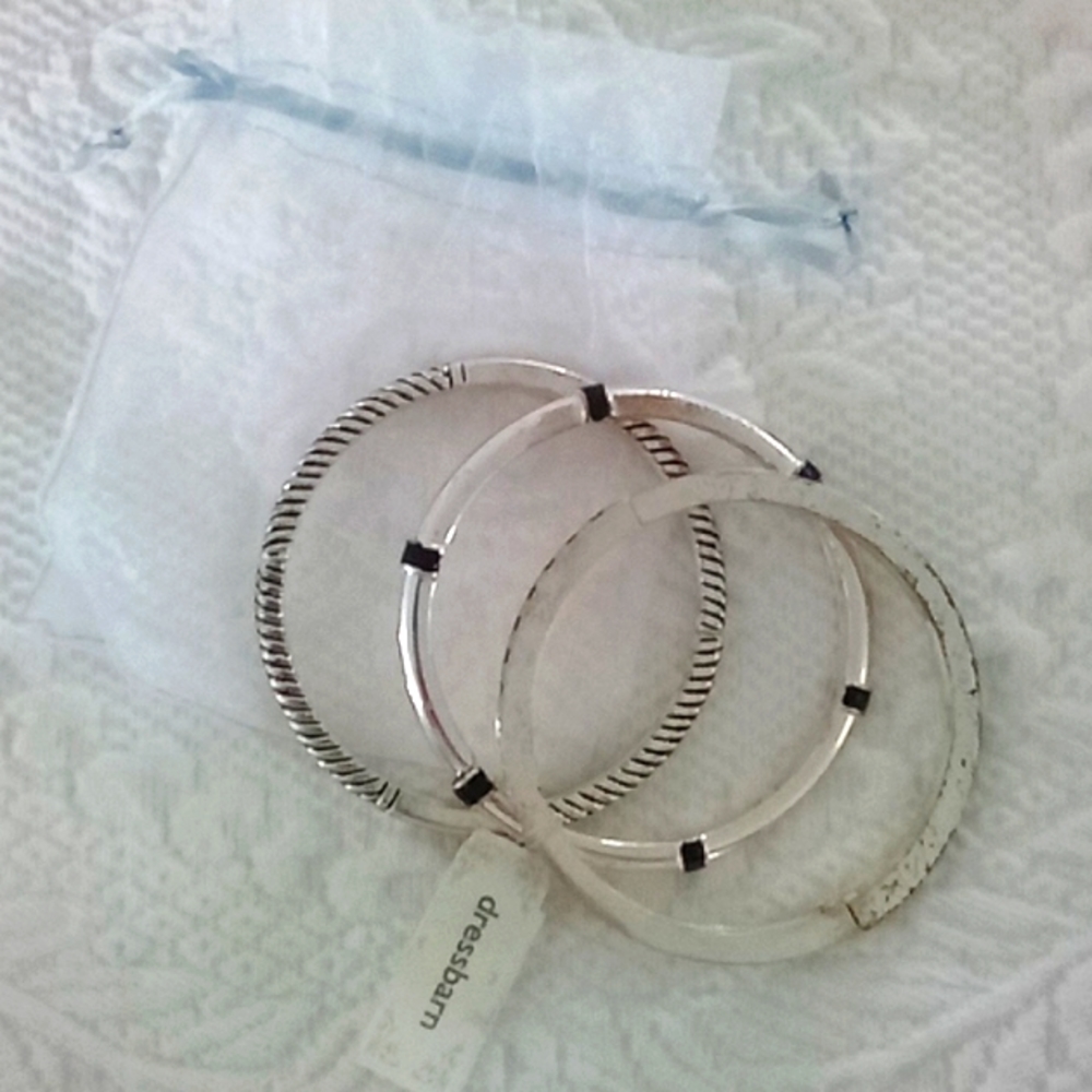 Silver & Black Bangle Bracelets by Dress Barn New, never worn.